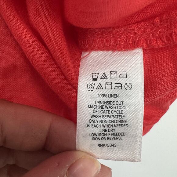 Cynthia Rowley Top Womens Small Red Linen Wrap Sleeveless Collared Summer Blouse - Picture 4 of 6